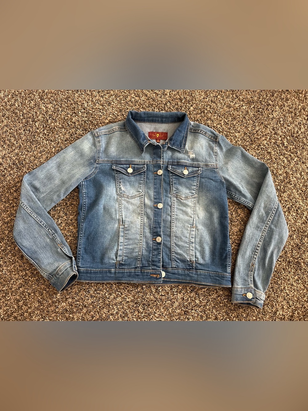 7 For All Mankind Women's distressed denim jacket size XL